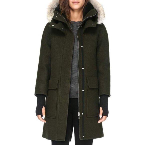 SOIA & KYO Karine Wool Parka Jacket Winter Coat Snow Long Hooded Casual Everyday - Picture 11 of 11